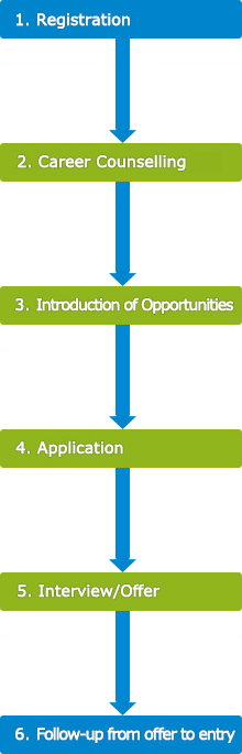 The Flow of Career Change Supporting Services by Japan Career Search